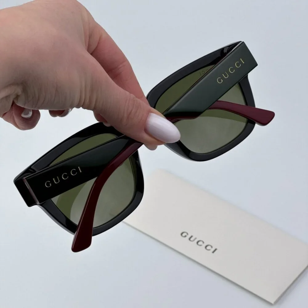 Gucci GG1670SK 005 BRAND NEW Sunglasses Black Red Green Square Unisex